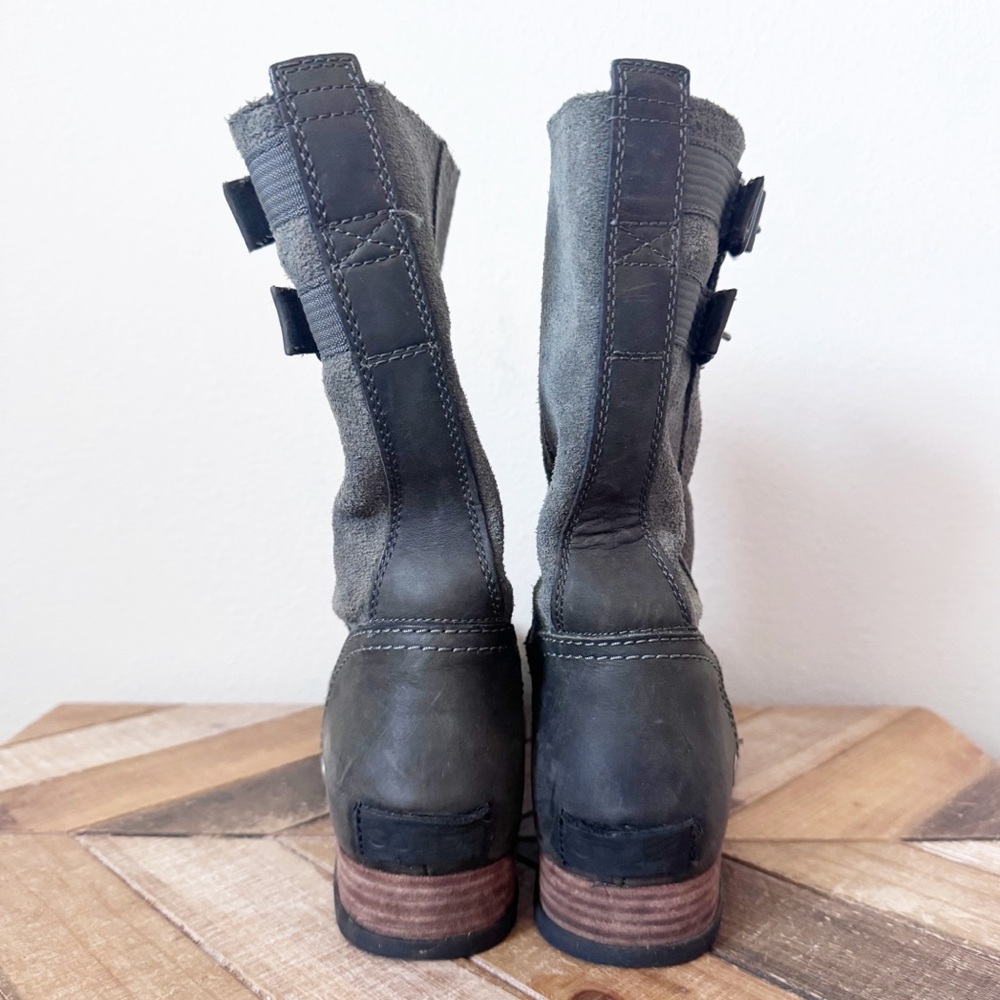 Sorel Major Moto Pull On Gray and Black Combat Boots - Picture 12 of 14